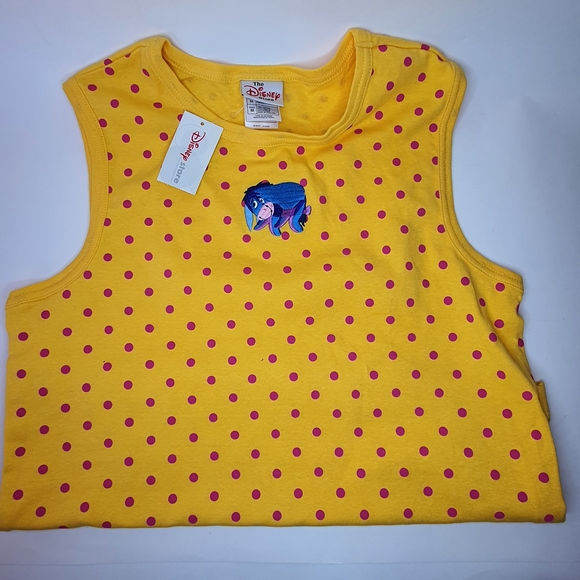 Disney Yellow Tank Top with Pink Dots and Eeyore Design - NWT - Picture 3 of 8